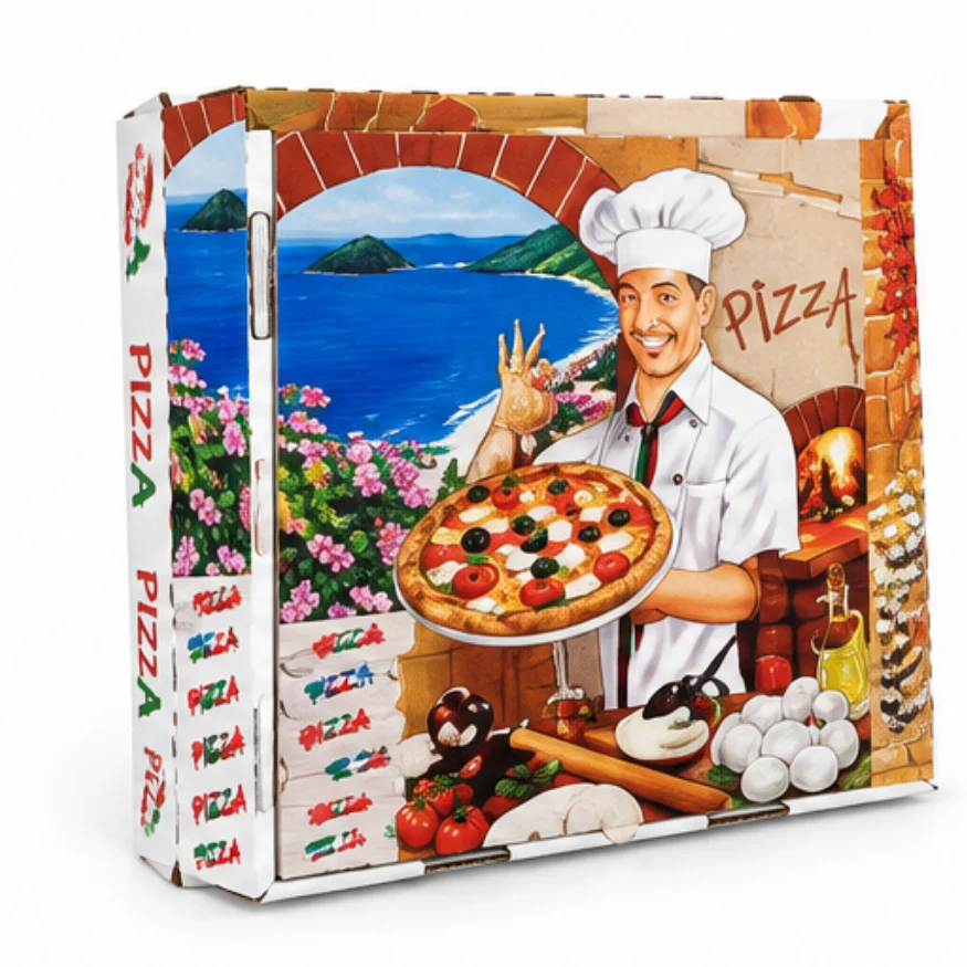 Carton pizza décor pizzaiolo