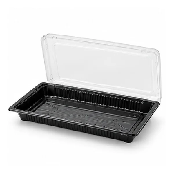 Barquettes sushi noires HP09, 238 × 145 mm, Combi